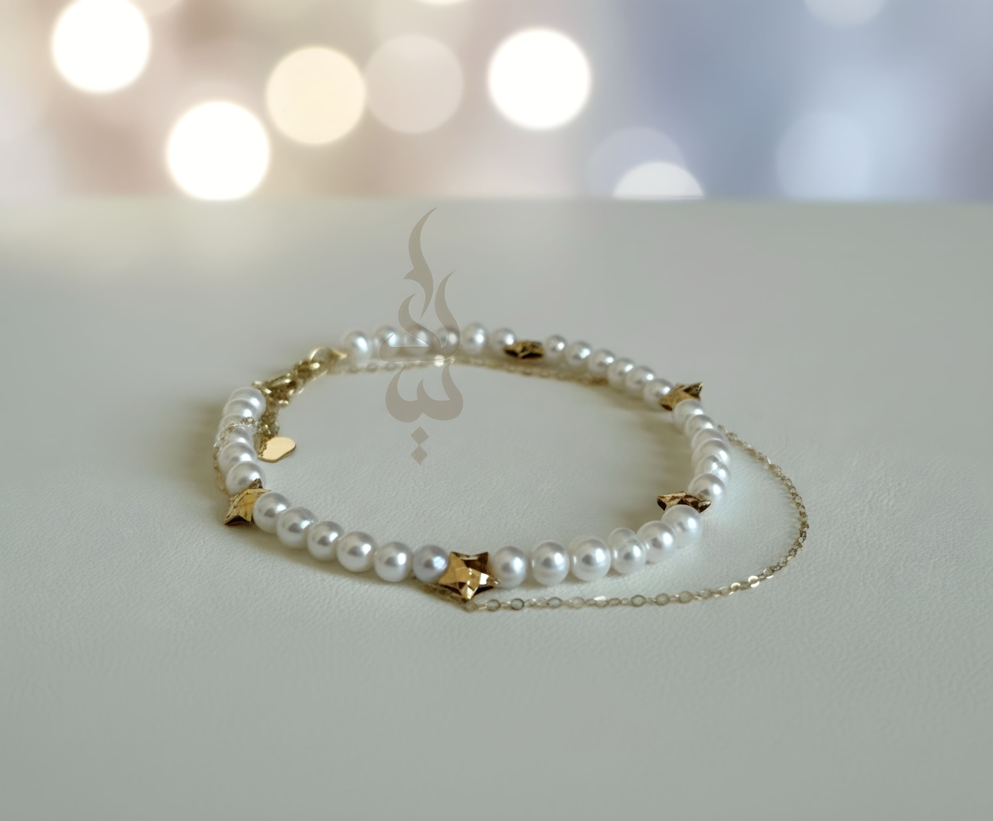 18K gold bracelet with natural pearl