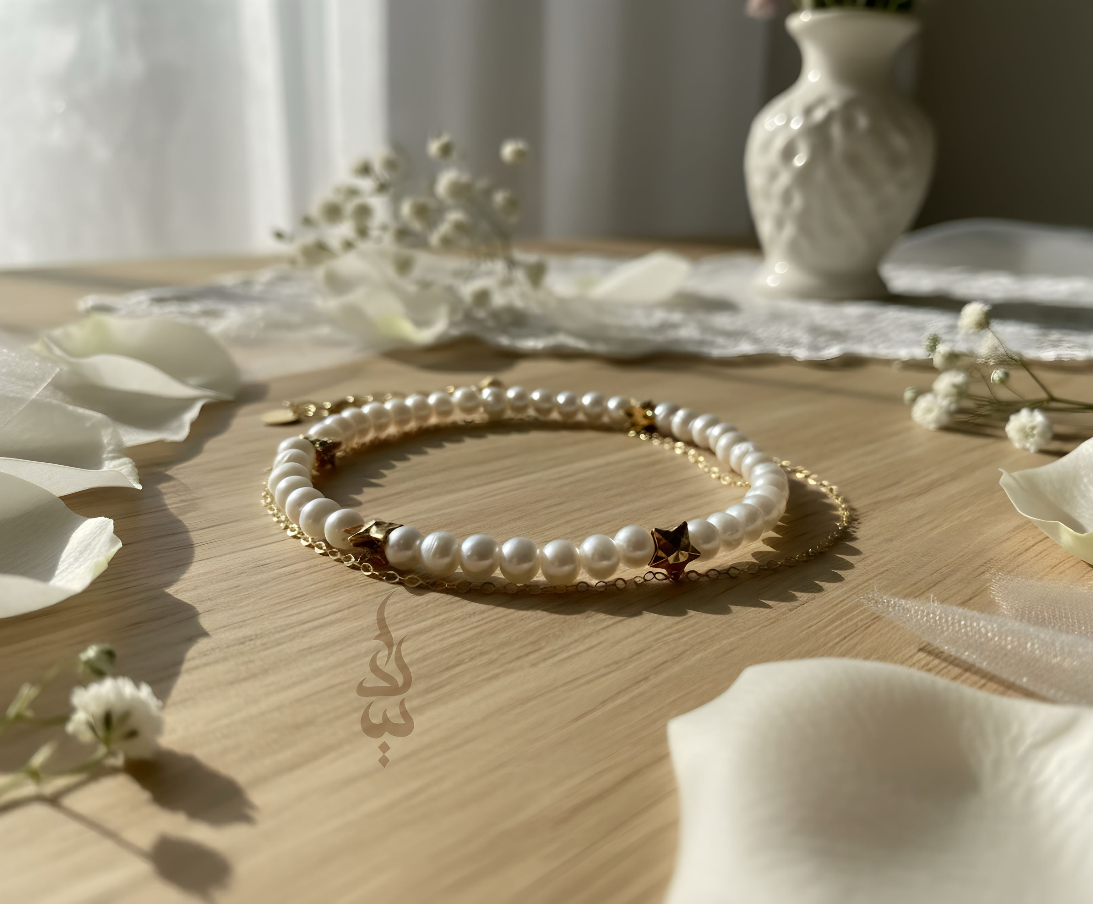 18K gold bracelet with natural pearl