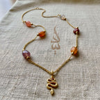 18K gold crafted with quartz stone snake pendant