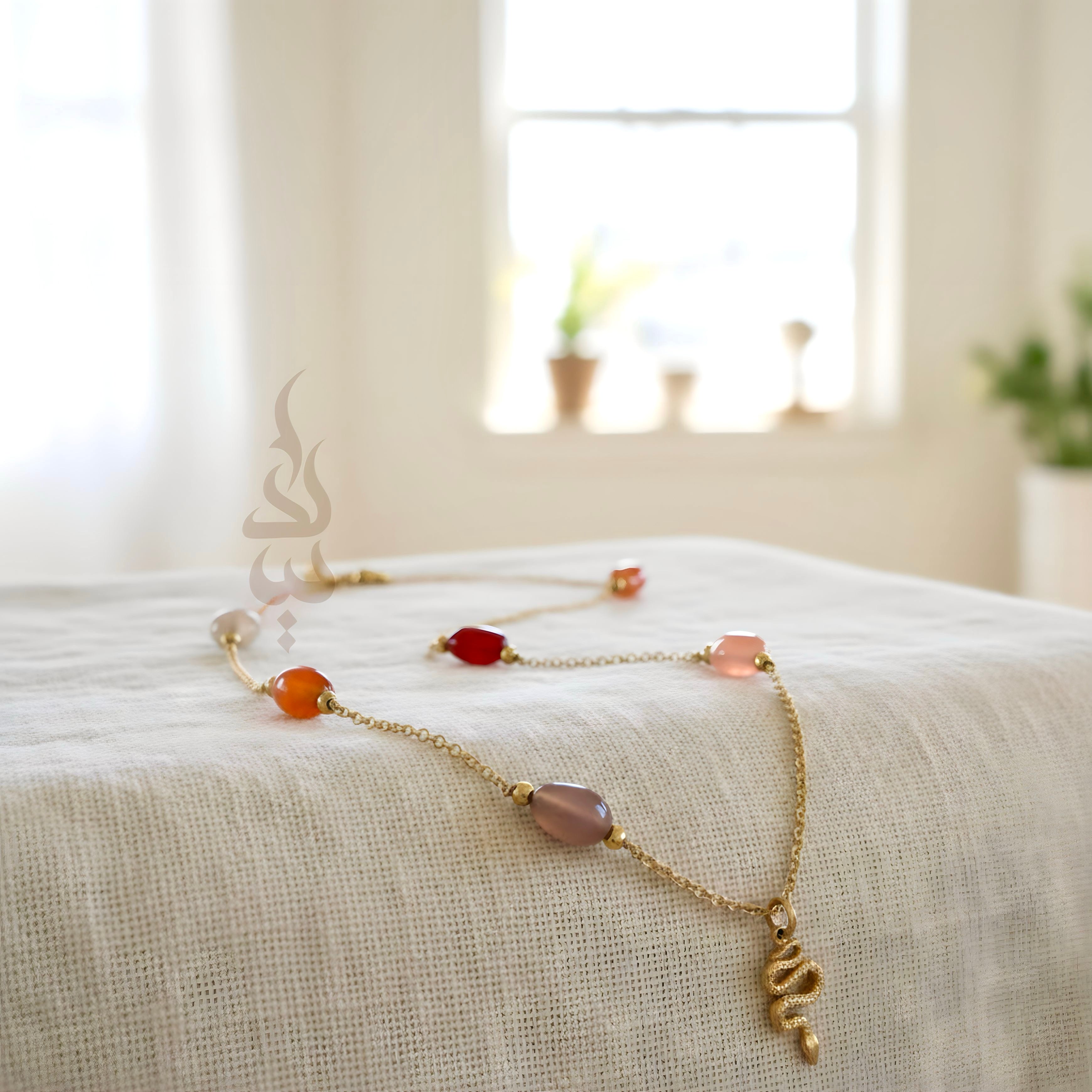 18K gold crafted with quartz stone snake pendant