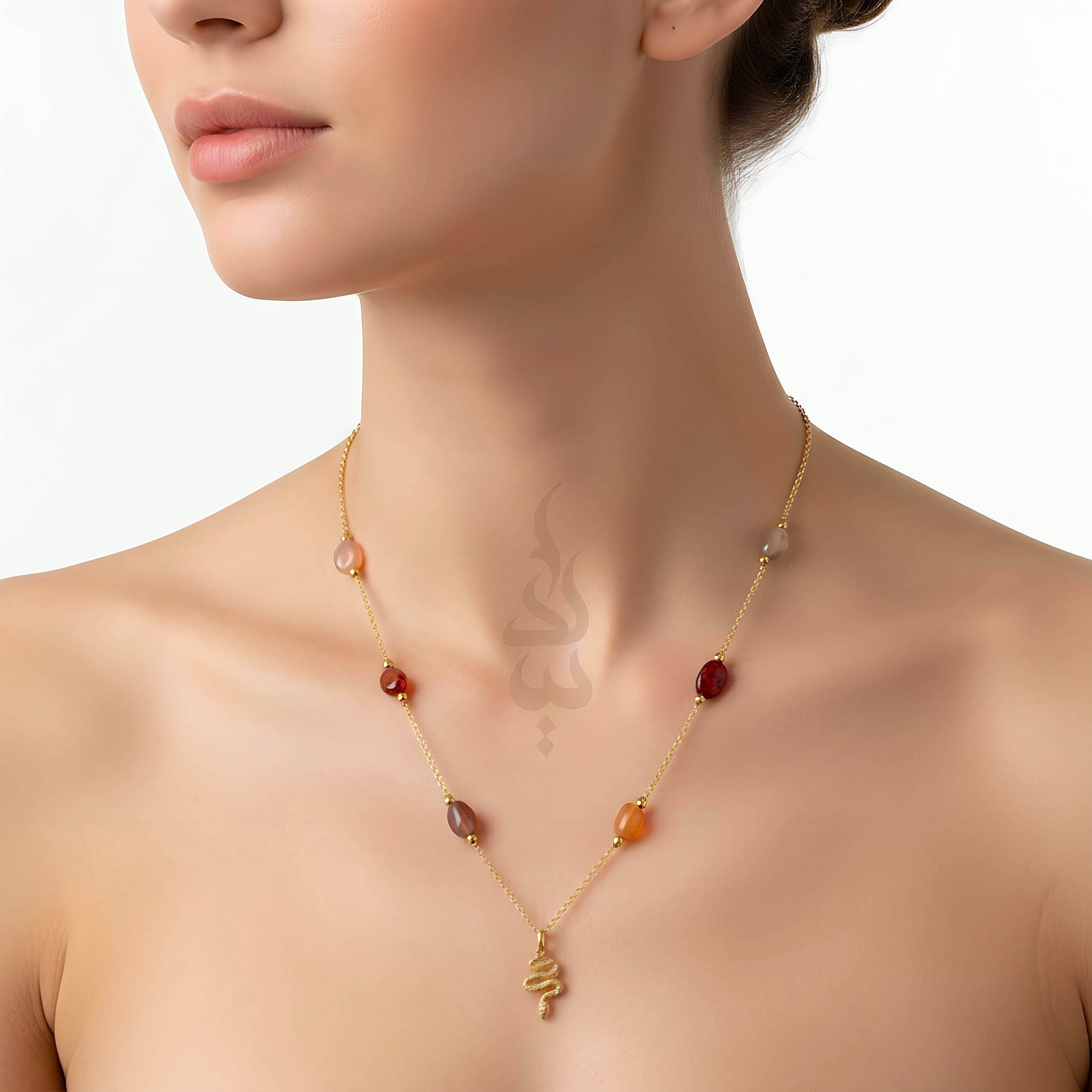 18K gold crafted with quartz stone snake pendant