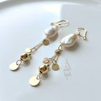18K gold earrings crafted with a natural baroque pearl