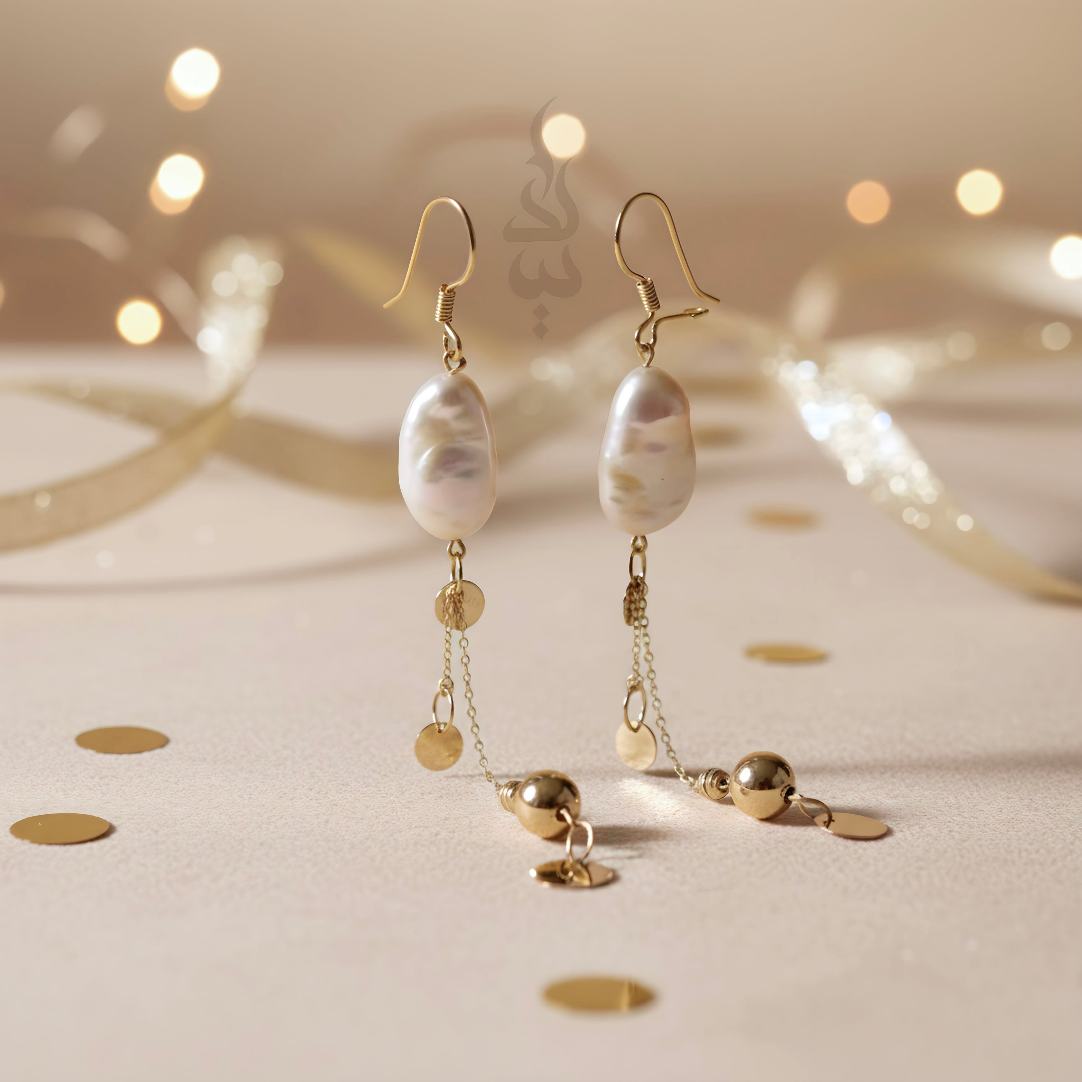 18K gold earrings crafted with a natural baroque pearl