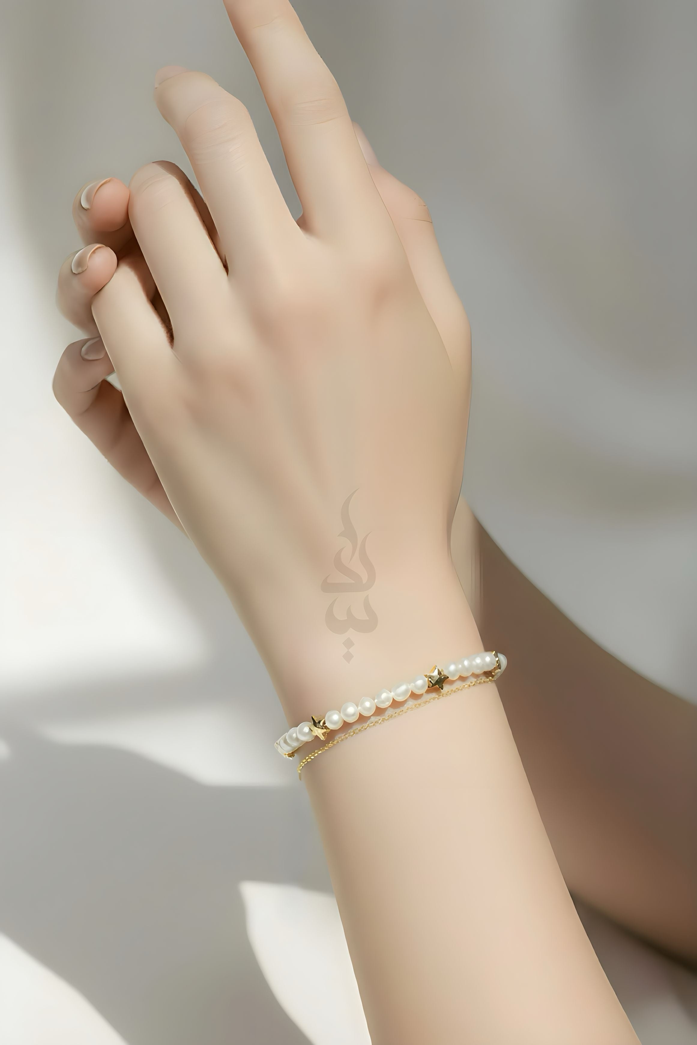 18K gold bracelet with natural pearl