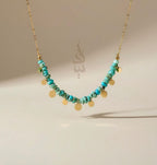 18K gold necklace crafted with authentic Neyshabur turquoise from Iran