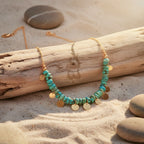 18K gold necklace crafted with authentic Neyshabur turquoise from Iran