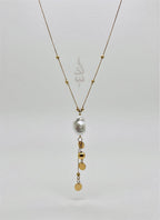 18K gold necklace with natural baroque pearl