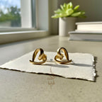 18K gold heart earrings