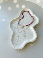 18K gold necklace crafted with ruby stones and Versace pendant - 18K gold chain with Dimond cut beads