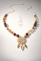 18K gold necklace with dreamcatcher pendant and carnelian stone