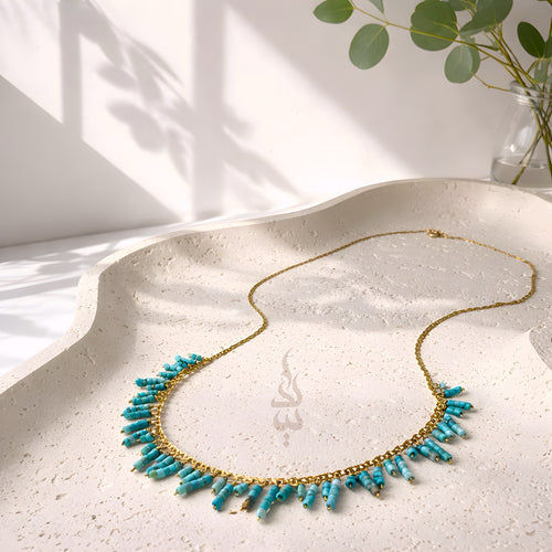 18K gold and neyshabur turquoise necklace, completely handmade