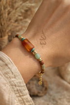 18K gold bracelet crafted with agate and jasper and neyshabur turquoise