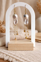 18K gold with baroque pearl earrings